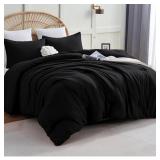 CozyLux Black Comforter King Size, 2 Pieces Boho