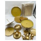 Large Lot of Gold Colored Cake Stand Supplies Set,