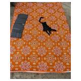 Queen Size Japanese Tatami Mat, Orange Patterned w