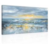 Large Hand-Painted Beach Abstract Wall Art Light B