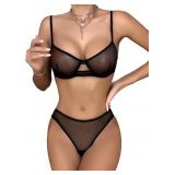 Lilosy Sexy Mesh Sheer Underwire Push Up Lingerie