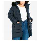 COAT CONTRAST ZIPFUR TRIM - Navy - 14 / XS