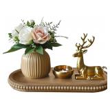 Wooden Farmhouse Decorative Tray, 11.8in Rustic Be