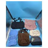 Lot of casual shoulder bags, zipper pouches and ba