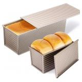 2 Pack Pullman Loaf Pan with Lid, 13x4 & 9x4 inch