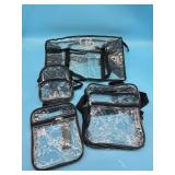 4pc assorted size clear bags purses