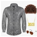 Sintege Men 70s 80s Disco Outfit Costume Set Sequi