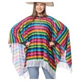 Lastclream Mexican Serape Poncho Costume for Women