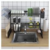 25 Inch Black Small Dish Rack Organizer for Kitche