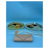 3pc womens gold clutch purses