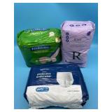 Adult disposable briefs and period underwear, size