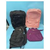 4pc casual backpacks, assorted colors and material