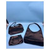 3pc faux leather purses black