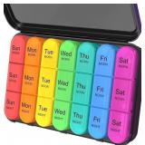 Daviky Pill Organizer 3 Times a Day, Daily Pill Bo