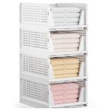 Mavivegue 4 Pack Stackable Closet Storage, Plastic