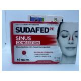 New Factorry Sealed Sudafed PE Sinus Congestion 36