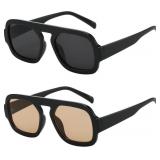 Trendy Square Aviator Sunglasses for Women Flat To