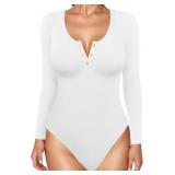 Size XL/2XL Popilush Long Sleeve Shapewear Bodysui