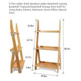 New 3-Tier Ladder Shelf, Bamboo Ladder Bookshelf L