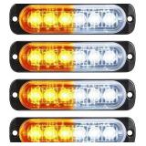 Frienda 4 Pcs LED Strobe Lights Amber 6 LED Safety