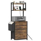 3 Drawer File Cabinet with Charging Station, 45