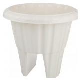 13.5 in. Plastic Outdoor Railing Planter, White