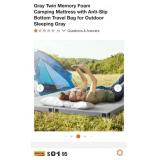 New Gray Twin Memory Foam Camping Mattress with An