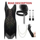 ( Cream color)SWEETV Womens 1920s Flapper Dress,V