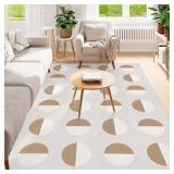 Lahome Woven Geometric Washable 8x10 Rug, Soft Lar
