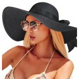Beach Sun Hats for Women,Wide Brim Straw Hat Flopp
