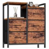 Furnulem 5 Drawer Rustic Brown Dressers for Bedroo