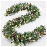 Jin&Bao 9FT Christmas Garland with Lights, 100 LED