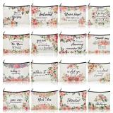 Pinkunn 16 Pcs Canvas Makeup Bags Bulk Mother