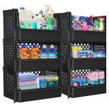 TidyFriend Plastic Stackable Bins for Pantry, 6 Pa