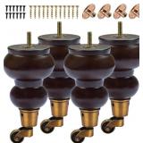 7 inch / 17cm Wooden Furniture Legs with Casters W