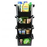 Skywin Plastic Stackable Storage Bins Black - 4 Pa