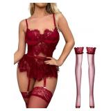 Size Large Lilosy Sexy Stocking Underwire Babydoll