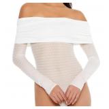 Size XL White Forever 21 Off the Shoulder Sheer Bo