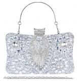 Women Sparkly Rhinestone Clutch with Chains, Glitt