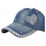 Hoce Fashion Rhinestone Denim Baseball Cap Studded