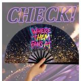 13 Inch Large Clack Hand Fan for Western Line Danc