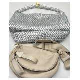 Lot of 2 Handbags for Women, Includes Woven Silver