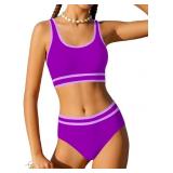 Size 15-16Y Girls Swimsuit Double Strap High Waist