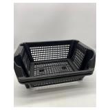 Set Of 2 Stackable Basket black