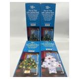 Lot of 4, 18 Inches Pre-Lit Christmas Design Trees