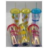 Lot of 6 Tumblers with Printed Designs, 23 Fl Oz E