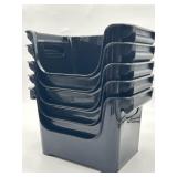 Lot of 5 Skywin Plastic Stackable Storage Bins Bla