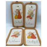 Lot of 4 Fall Wooden Wall Decor Signs, Size 18 x 9
