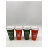 Lot Of 4 Fall Reusable Coffee Cups