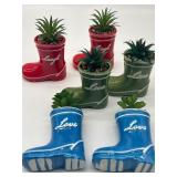 Lot of 6 Live Laugh Love Quoted Faux Succulent Dec